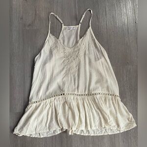 Love on a Hanger White Cotton Swiss Dot Lace Cami Tank Size L Boho